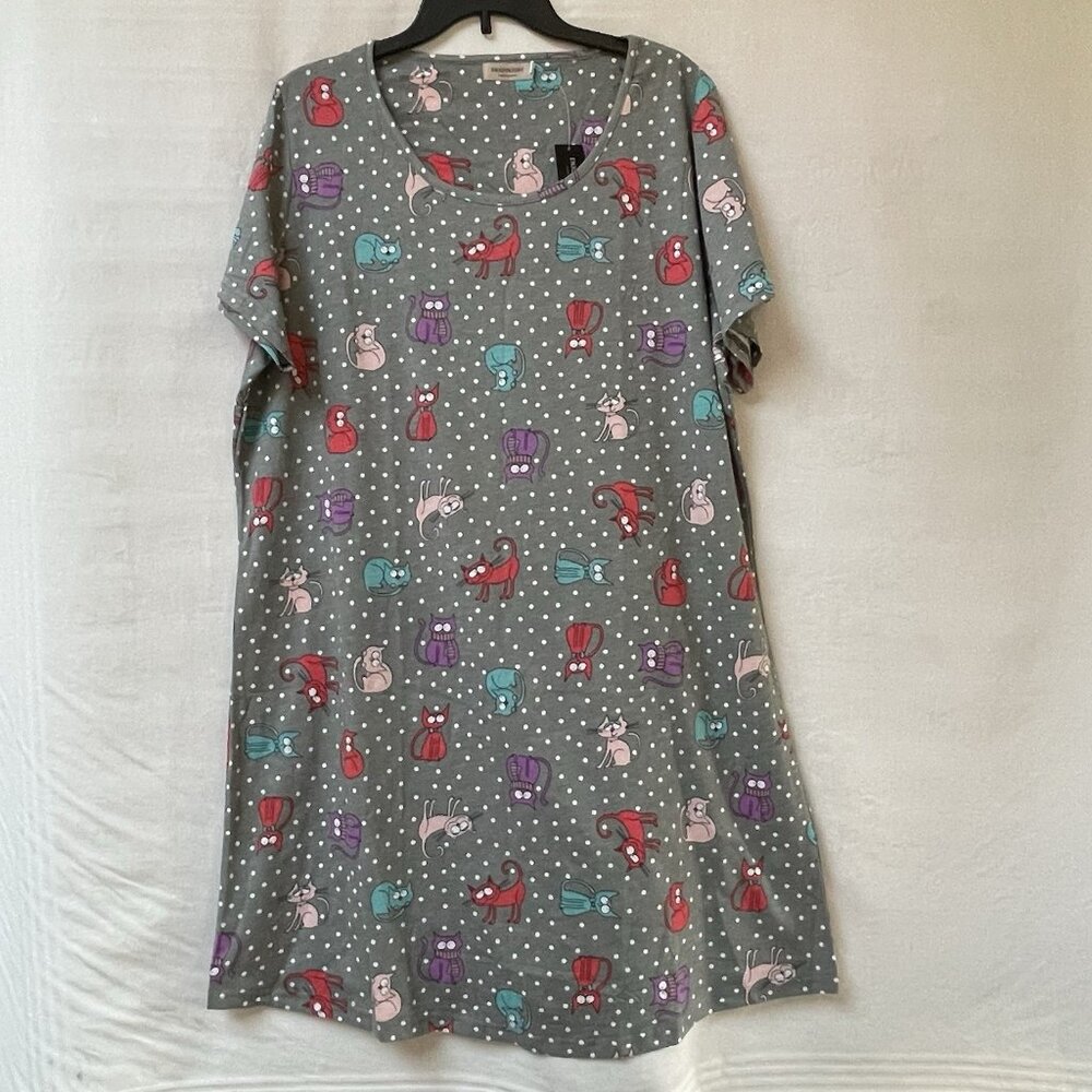 Sleepwear Dress Womens XL Cat All Over Print Casual Summer Enjoynight